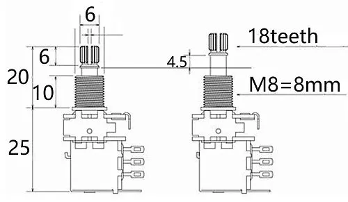 Musiclily MX1931-2 Потенциометр тона A500K (лог), Push/Push, 2 шт.