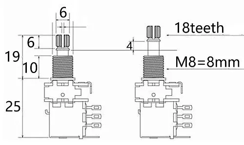 Musiclily MX1930-2 Потенциометр громкости B500K (лин), Push/Pull, 2 шт.